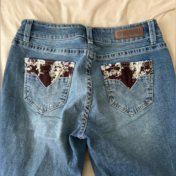 Cow print accent Rock and Roll jeans - Picture 1 of 2